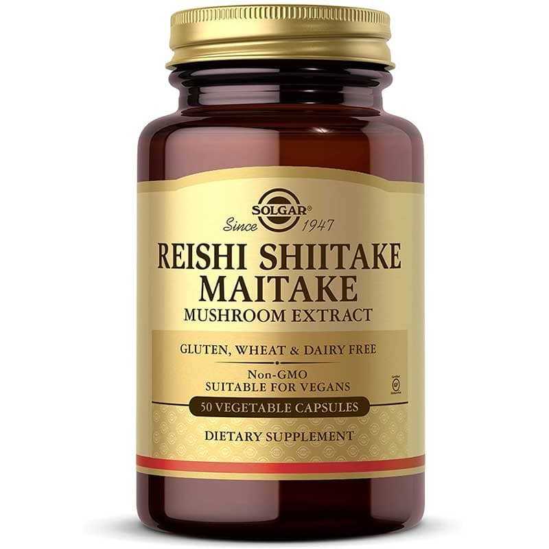 SOLGAR REISHI SHITAKE MAITAKE - 50 VEGCAPS.